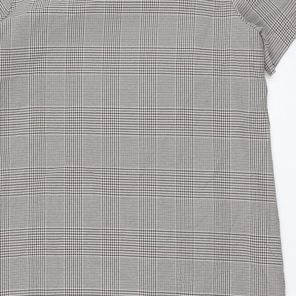 TU Womens Beige Check Polyester Shift  Size 18  Round Neck Pullover