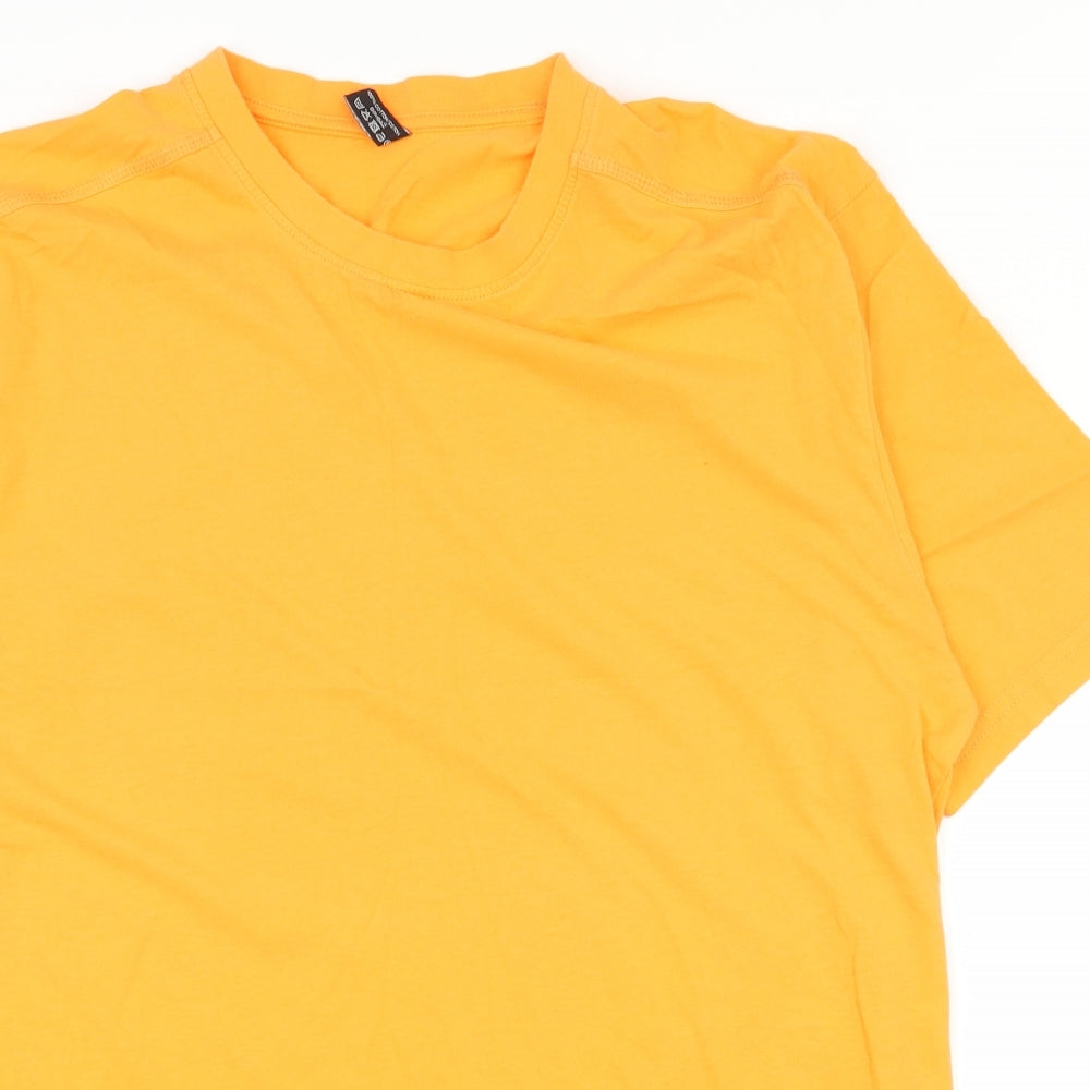 Donney Mens Orange  Cotton  T-Shirt Size XL Crew Neck
