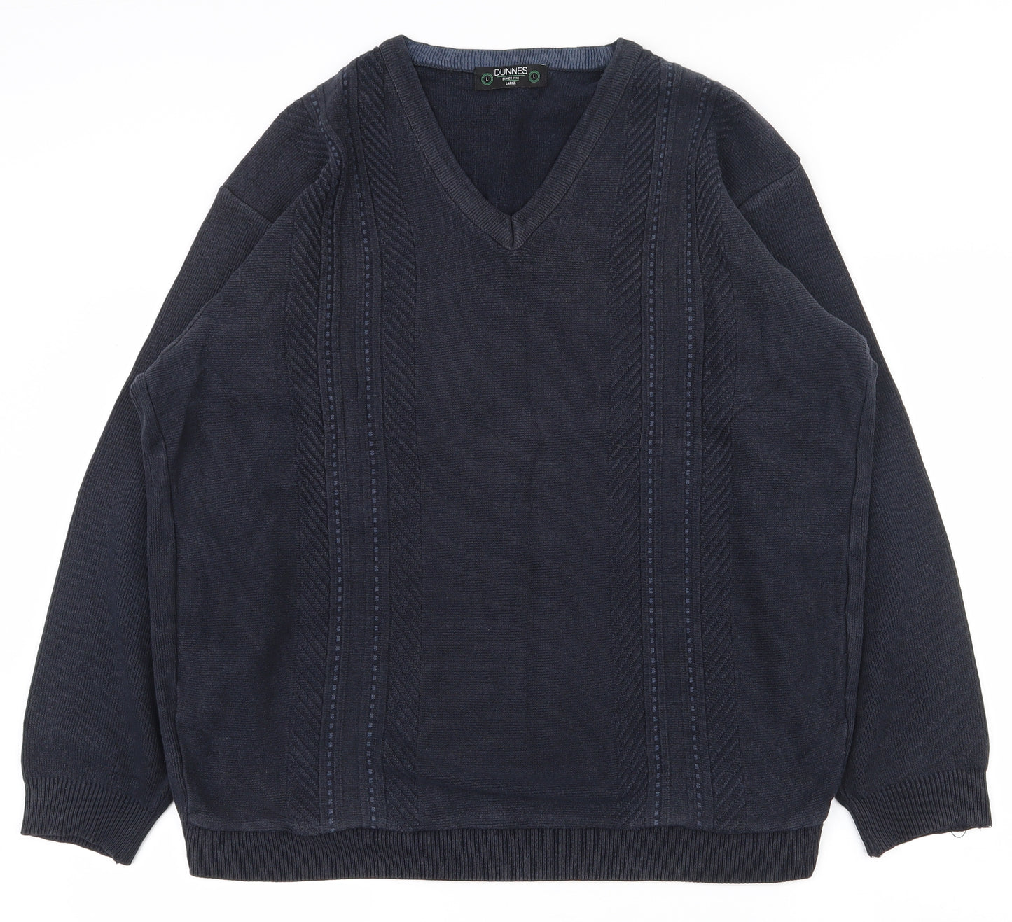 Dunnes Stores Mens Blue V-Neck  Cotton Pullover Jumper Size L