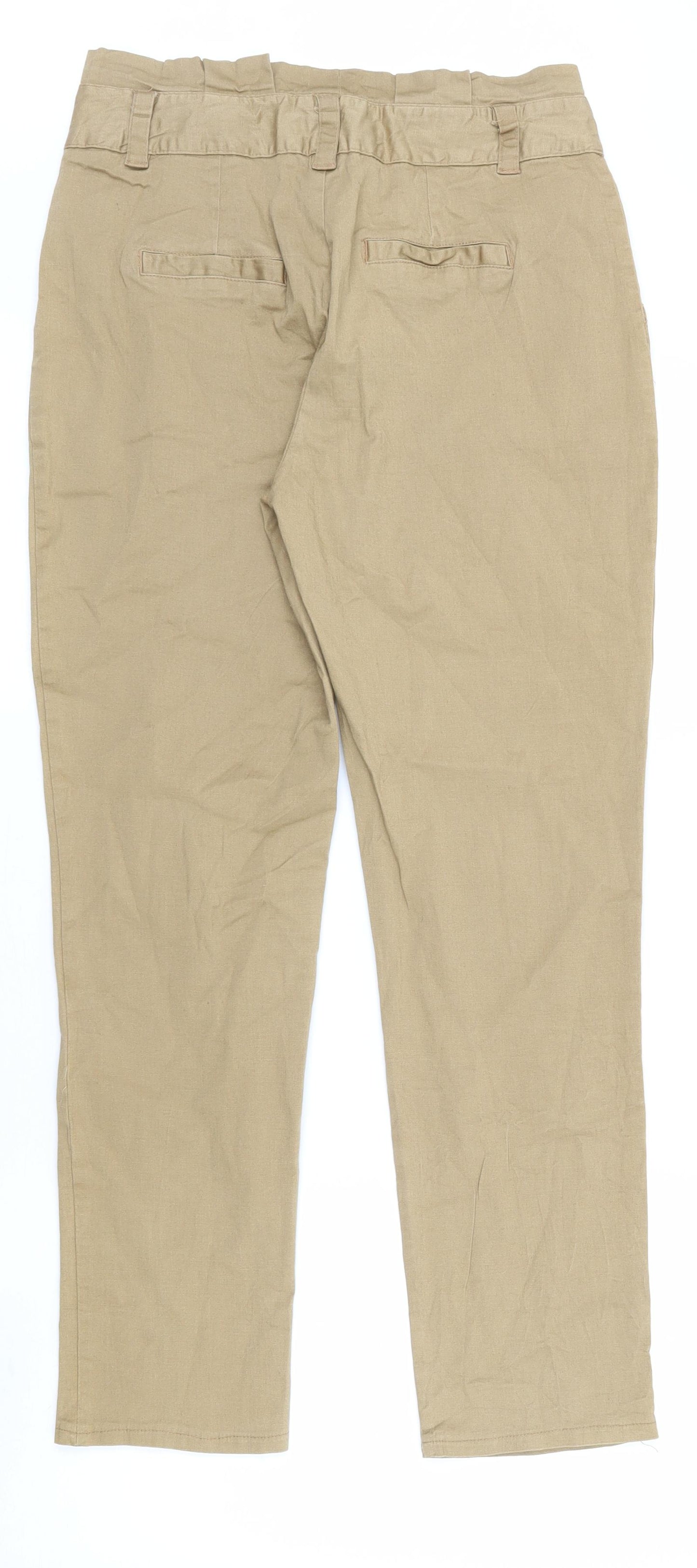 Quiz Womens Brown  Polyester Carrot Trousers Size 14 L26 in Regular Zip