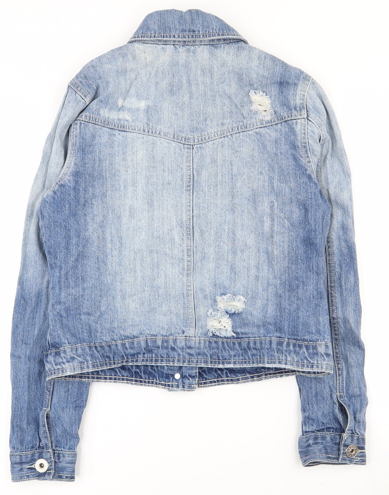 Denim & Co. Womens Blue   Jacket  Size 10  Button - Distressed