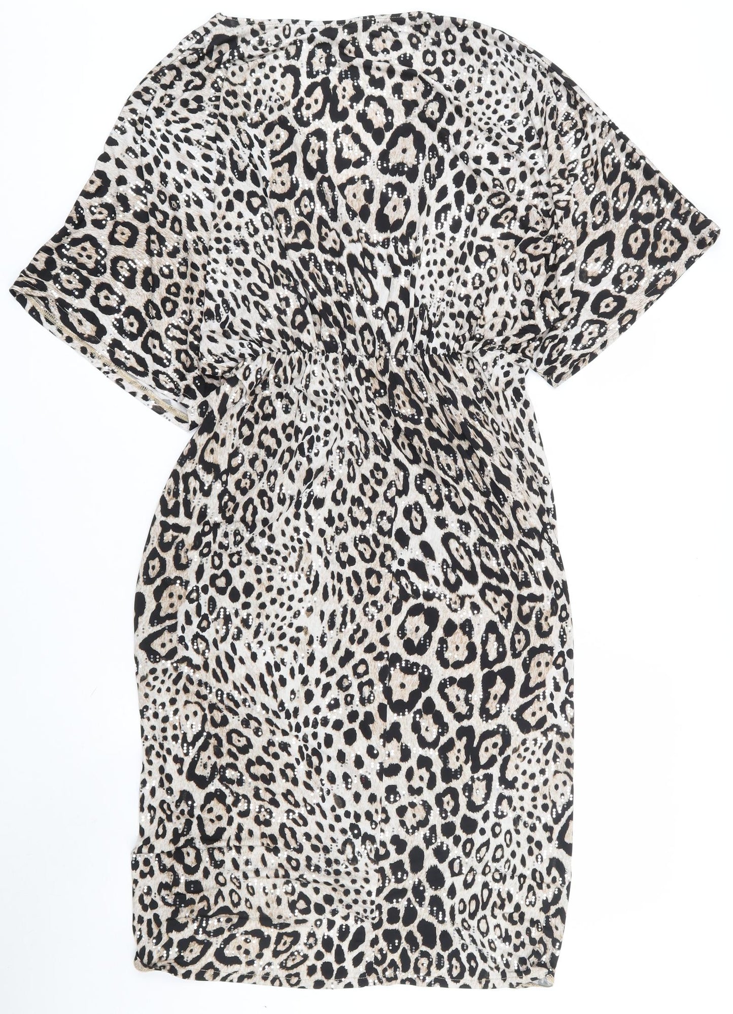 F&F Womens Multicoloured Animal Print Polyester Pencil Dress  Size 10  V-Neck Pullover