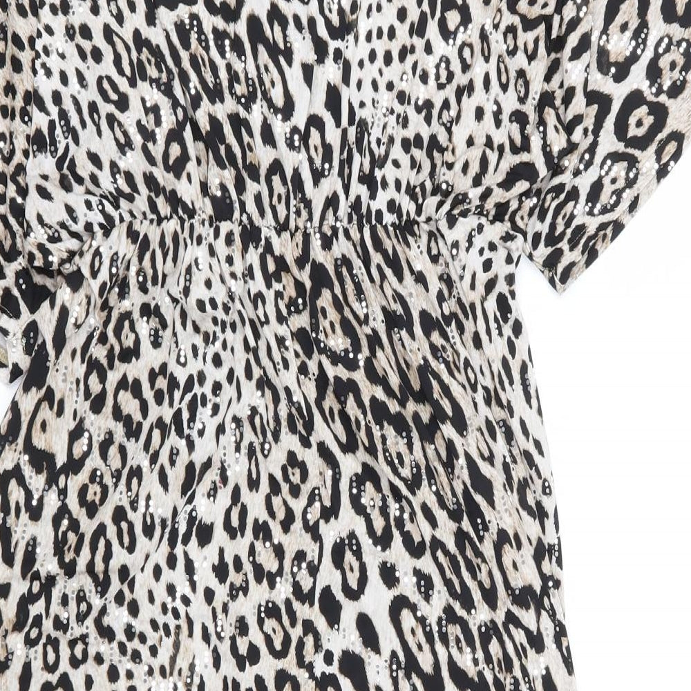 F&F Womens Multicoloured Animal Print Polyester Pencil Dress  Size 10  V-Neck Pullover