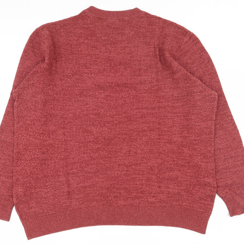 George Mens Red Round Neck  Cotton Pullover Jumper Size XL