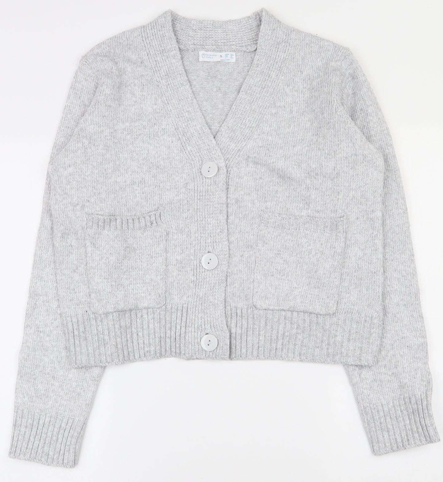 Primark Womens Grey V-Neck  Polyester Cardigan Jumper Size 10