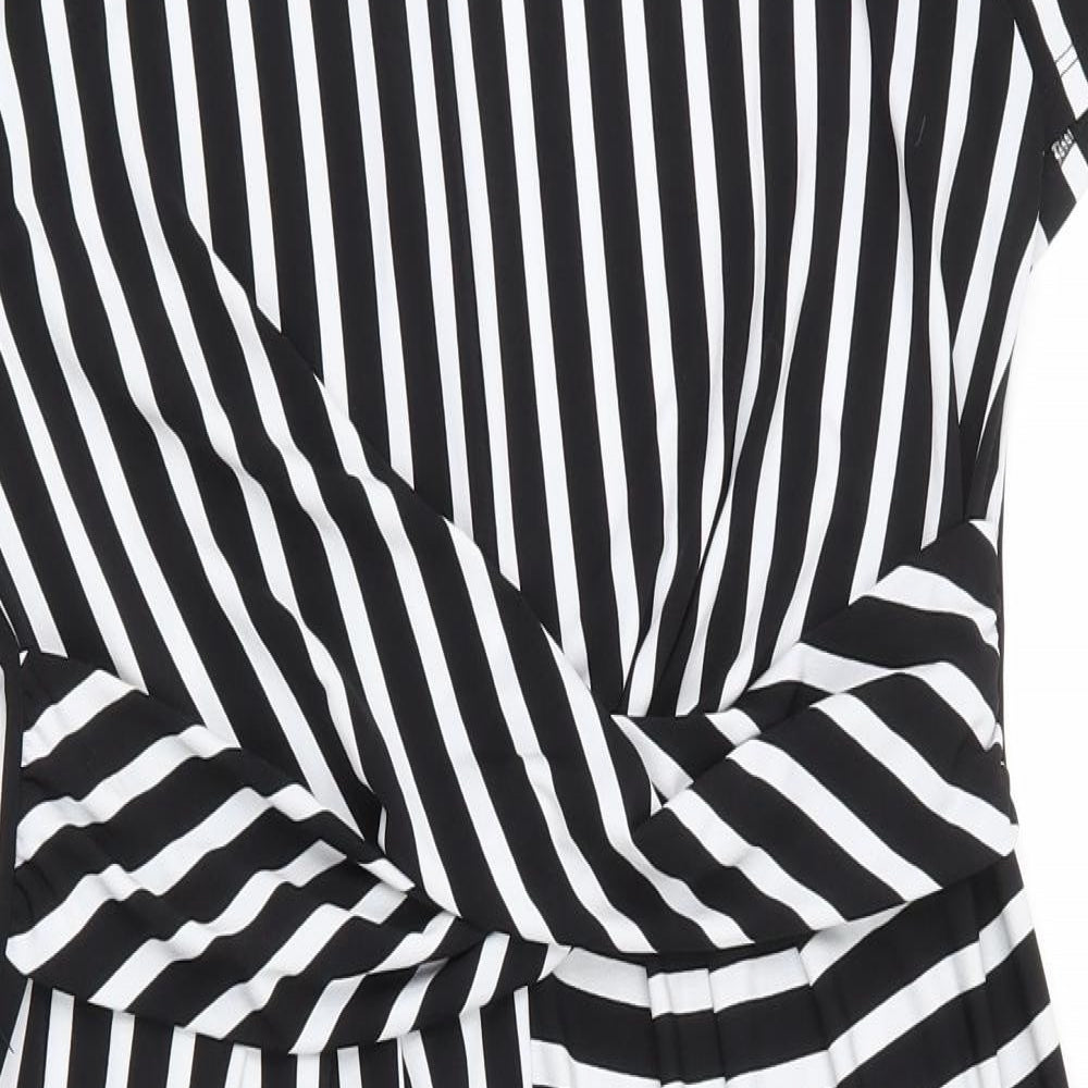 Peacocks Womens Black Striped Polyester Bodycon  Size 14  Round Neck Pullover