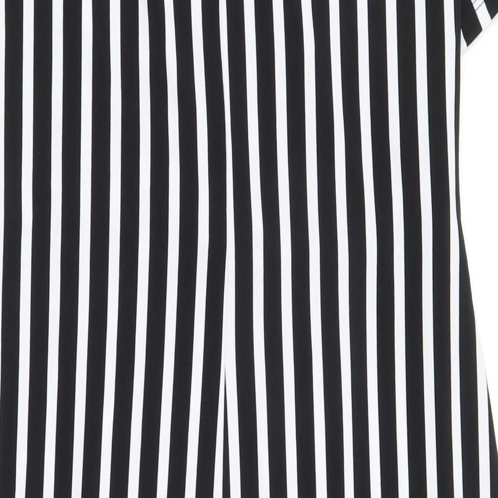 Peacocks Womens Black Striped Polyester Bodycon  Size 14  Round Neck Pullover