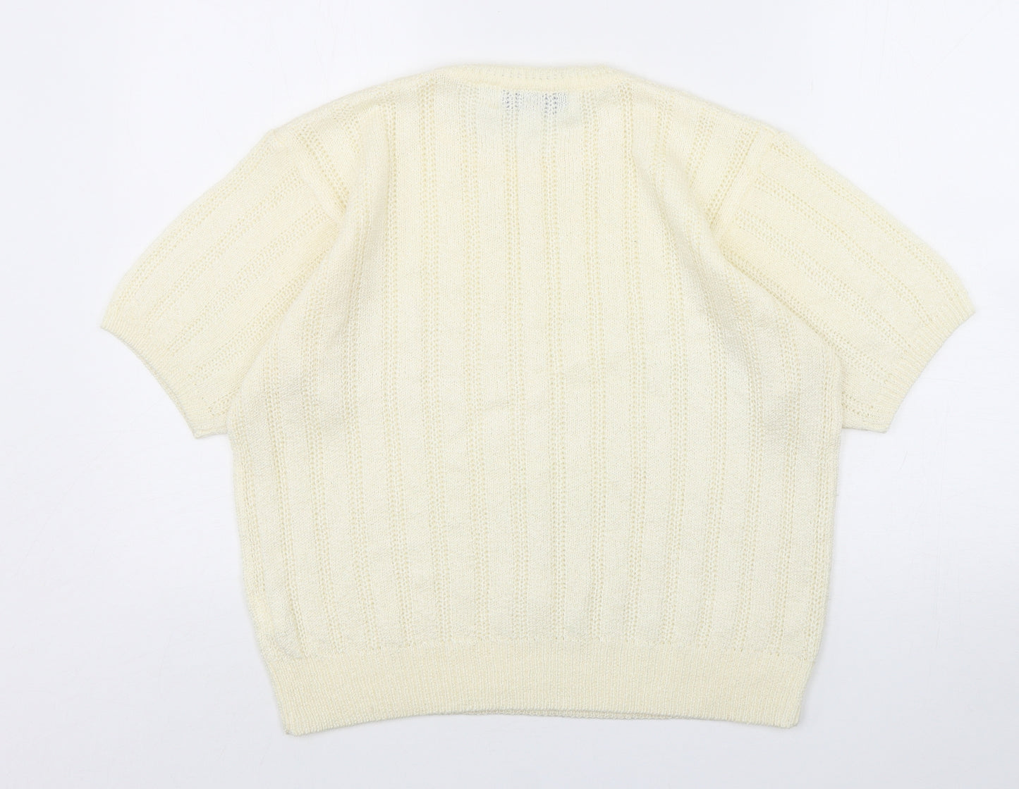 Compliments Womens Beige Round Neck  Acrylic Pullover Jumper Size 14