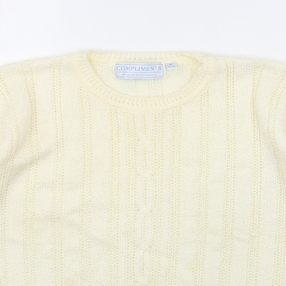Compliments Womens Beige Round Neck  Acrylic Pullover Jumper Size 14