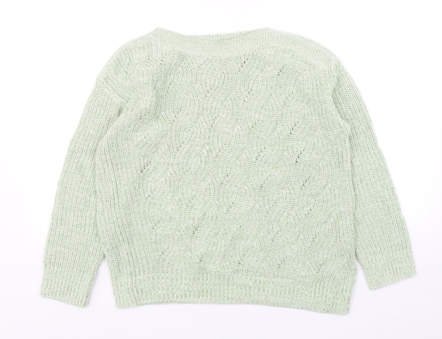 George Womens Green Round Neck  Cotton Pullover Jumper Size S