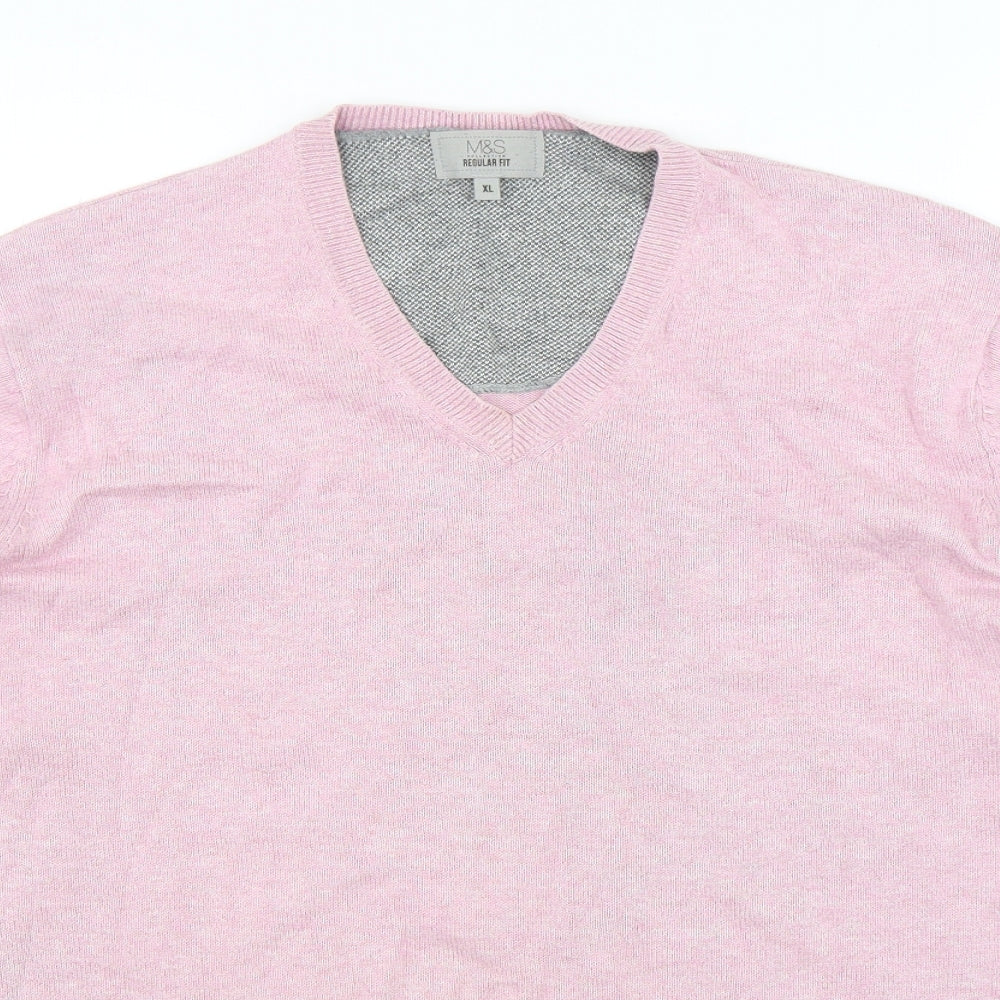 Marks and Spencer Mens Pink  Cotton Pullover Sweatshirt Size XL