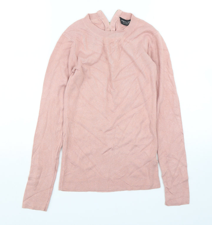 Dorothy Perkins Womens Pink Round Neck Viscose Pullover Jumper Size 8