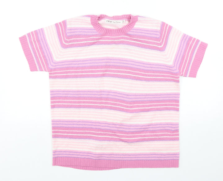 EWM Womens Multicoloured Round Neck Striped Acrylic Pullover Jumper Size 14