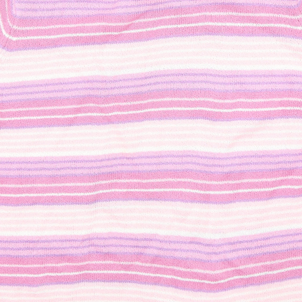 EWM Womens Multicoloured Round Neck Striped Acrylic Pullover Jumper Size 14