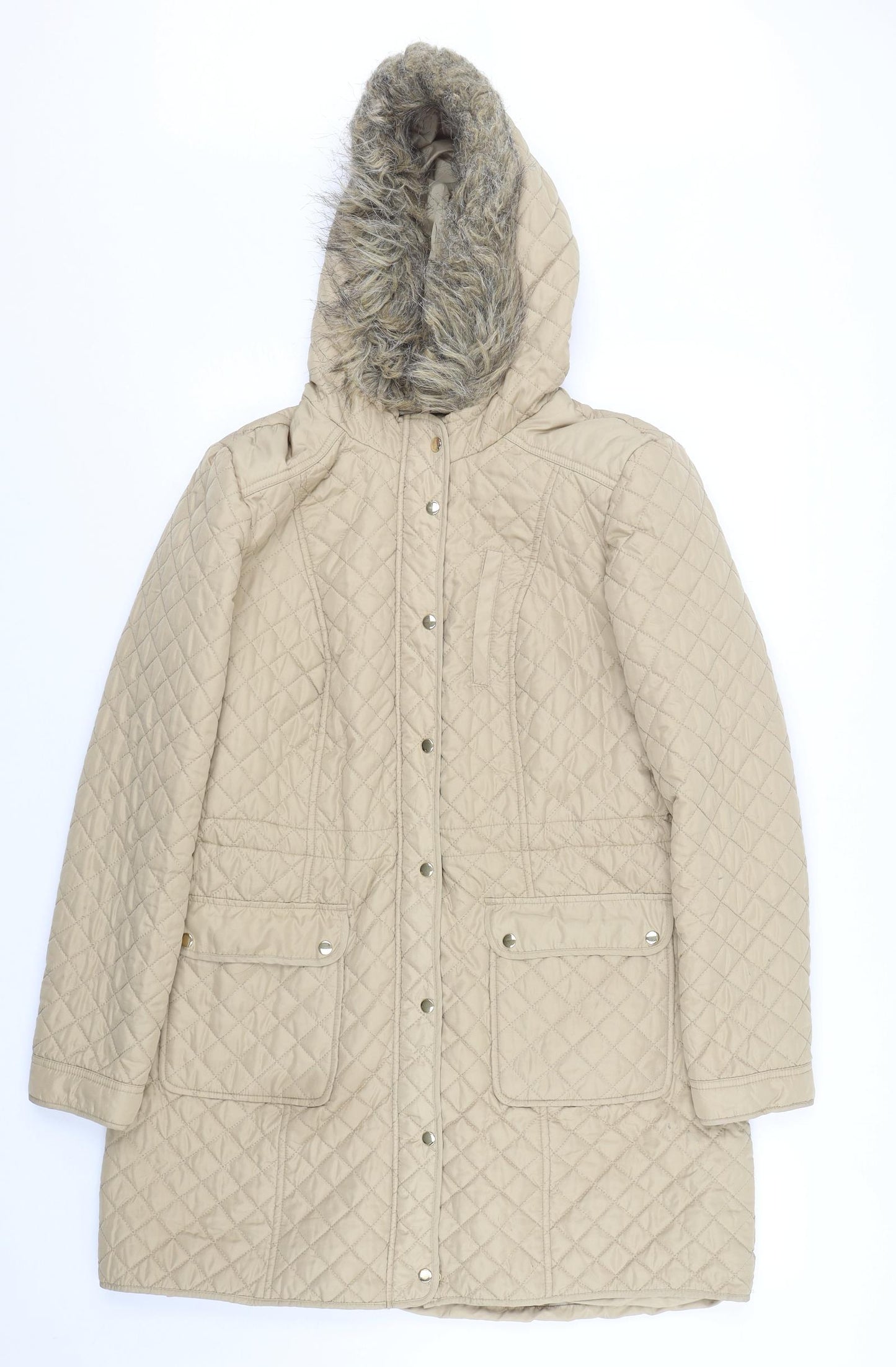 Dorothy Perkins Womens Beige   Quilted Coat Size 14