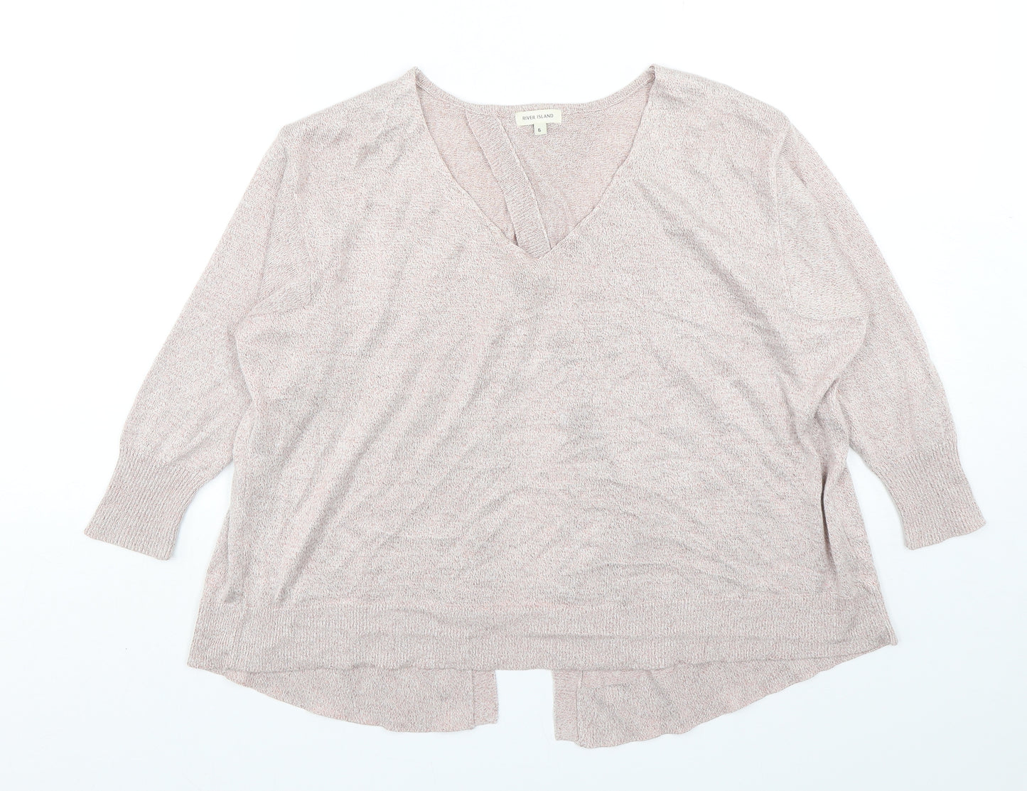 River Island  Womens Pink V-Neck  Viscose Pullover Jumper Size 6