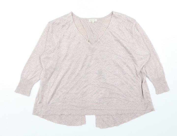 River Island  Womens Pink V-Neck  Viscose Pullover Jumper Size 6
