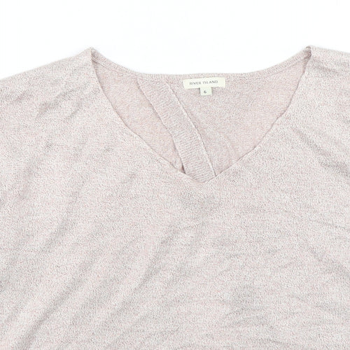 River Island  Womens Pink V-Neck  Viscose Pullover Jumper Size 6