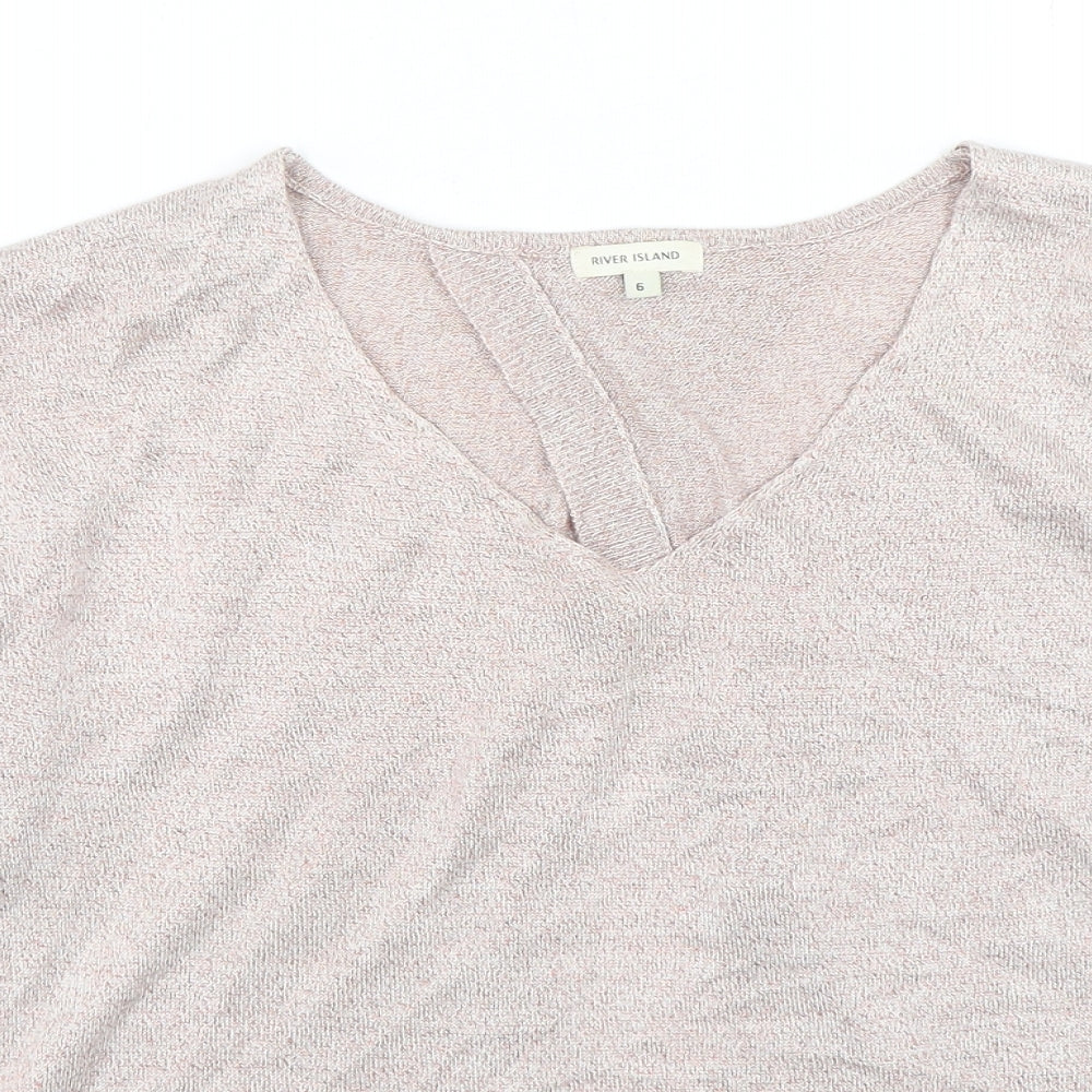River Island  Womens Pink V-Neck  Viscose Pullover Jumper Size 6