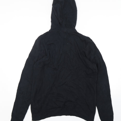 New Look Womens Black  Cotton Pullover Hoodie Size L