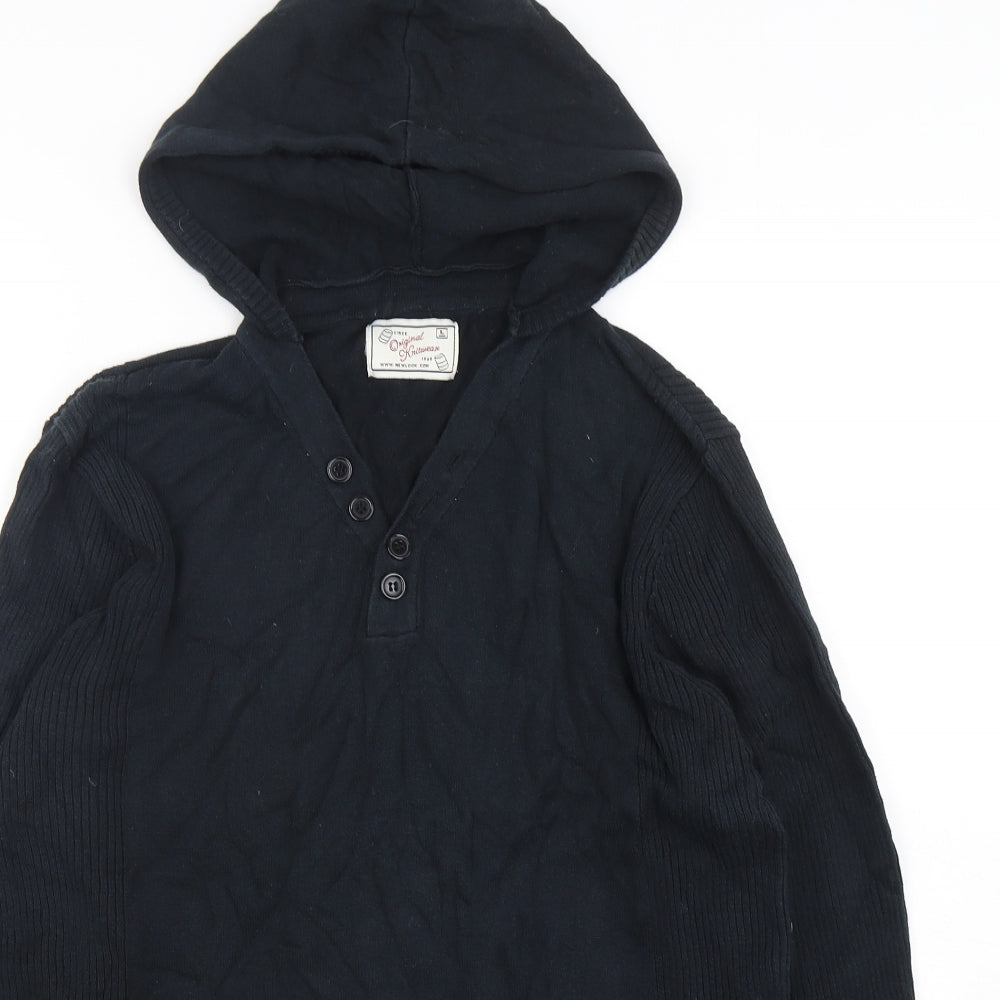 New Look Womens Black  Cotton Pullover Hoodie Size L