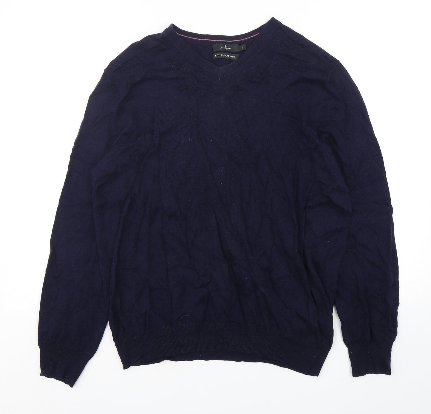 Jeff Banks  Mens Blue V-Neck  Cotton Pullover Jumper Size L