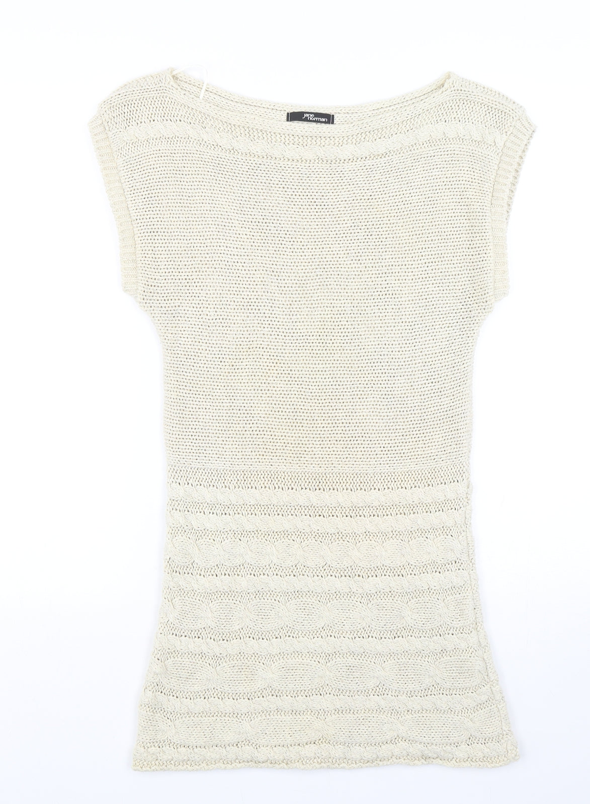 Jane Norman  Womens Beige Round Neck  Acrylic Pullover Jumper Size 16