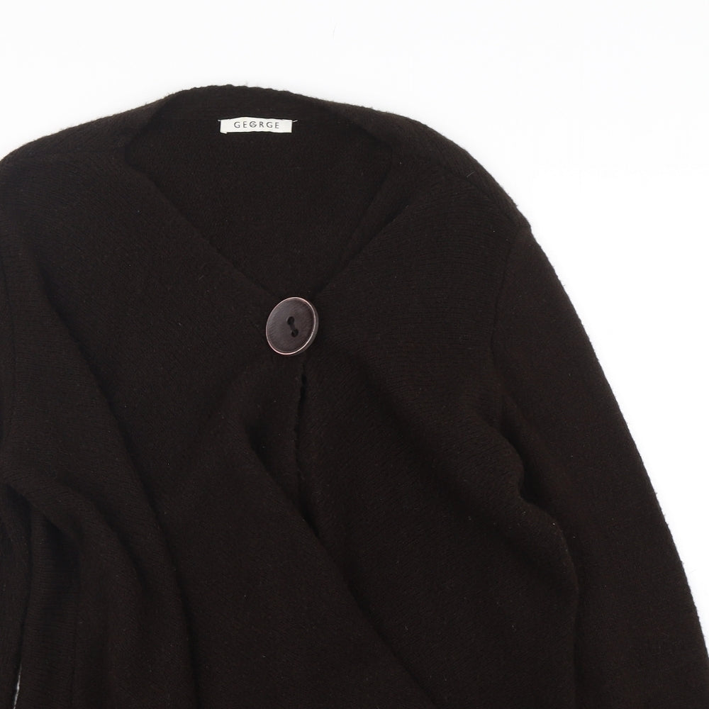 George Womens Brown V-Neck  Acrylic Cardigan Jumper Size 16