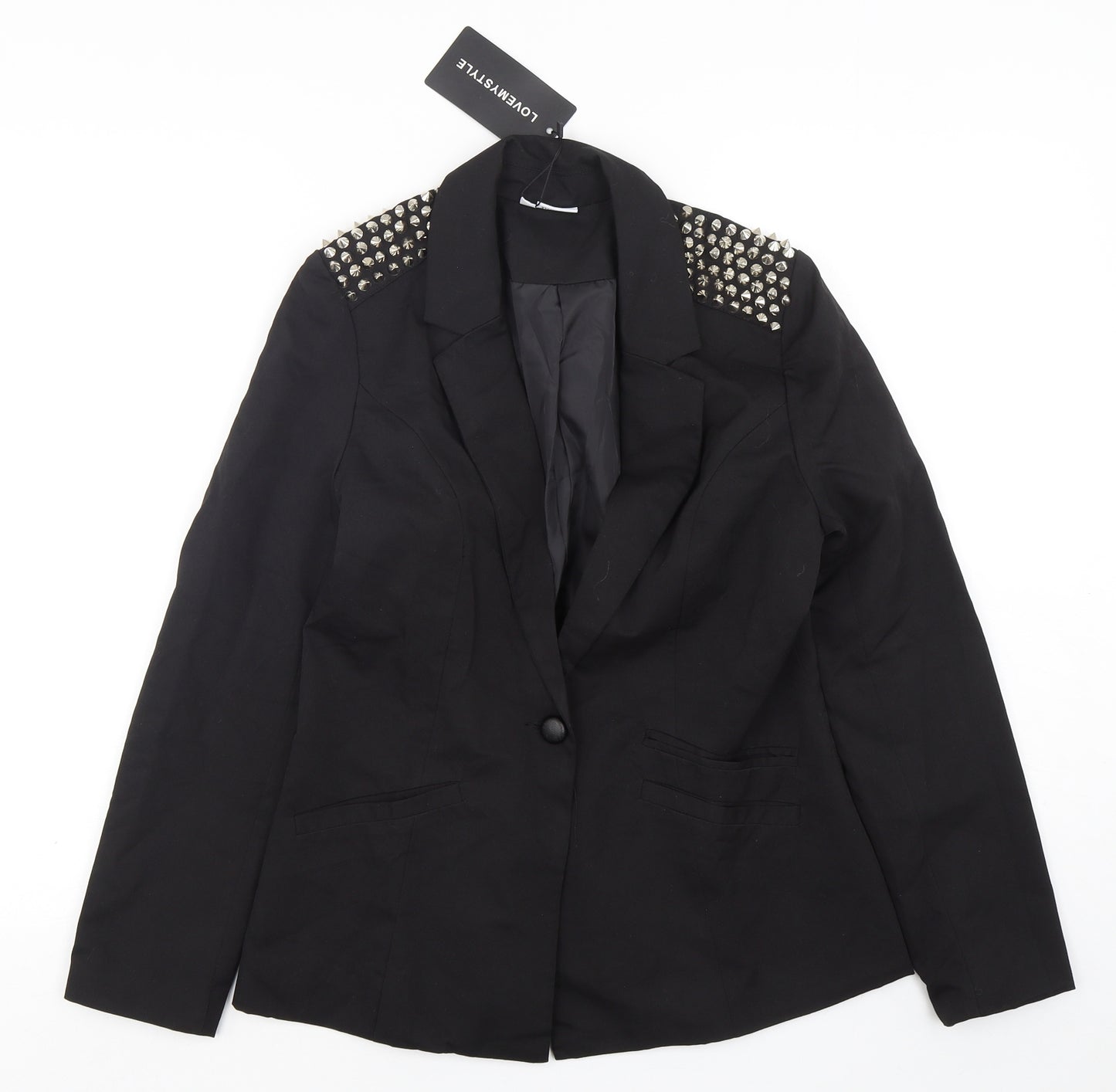 Lovemystyle Womens Black  Polyester Jacket Blazer Size 10
