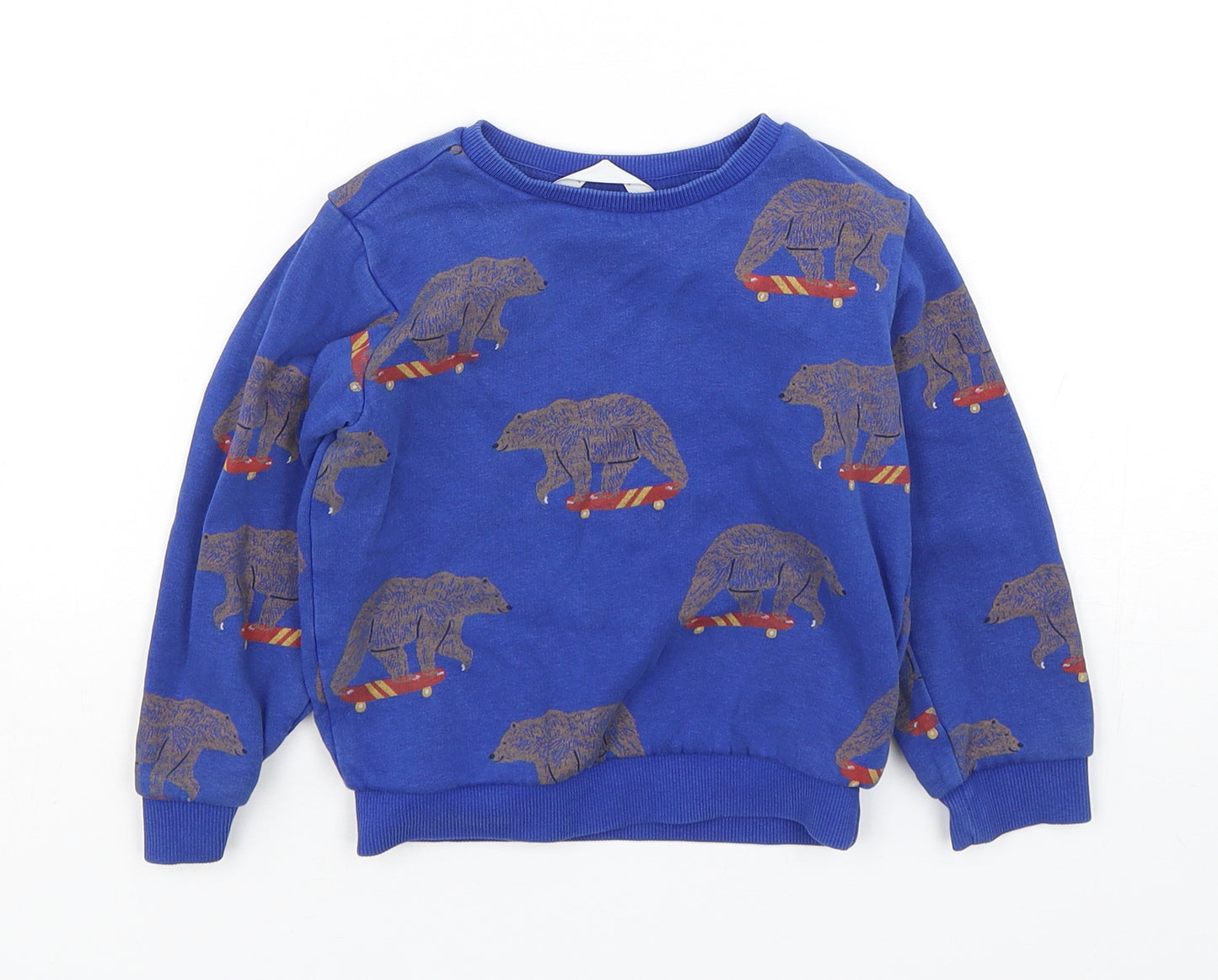 Marks and Spencer Boys Black  Cotton Pullover Sweatshirt Size 2-3 Years  Pullover - bear print