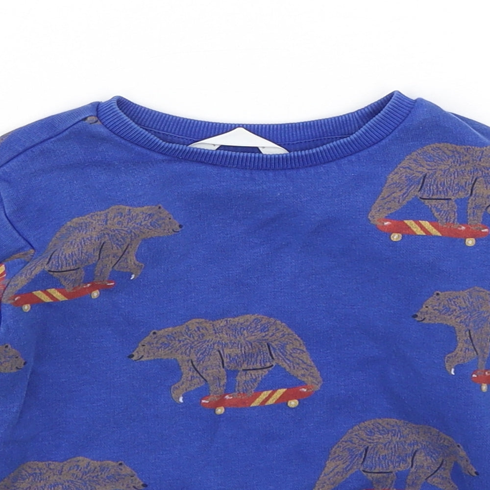 Marks and Spencer Boys Black  Cotton Pullover Sweatshirt Size 2-3 Years  Pullover - bear print