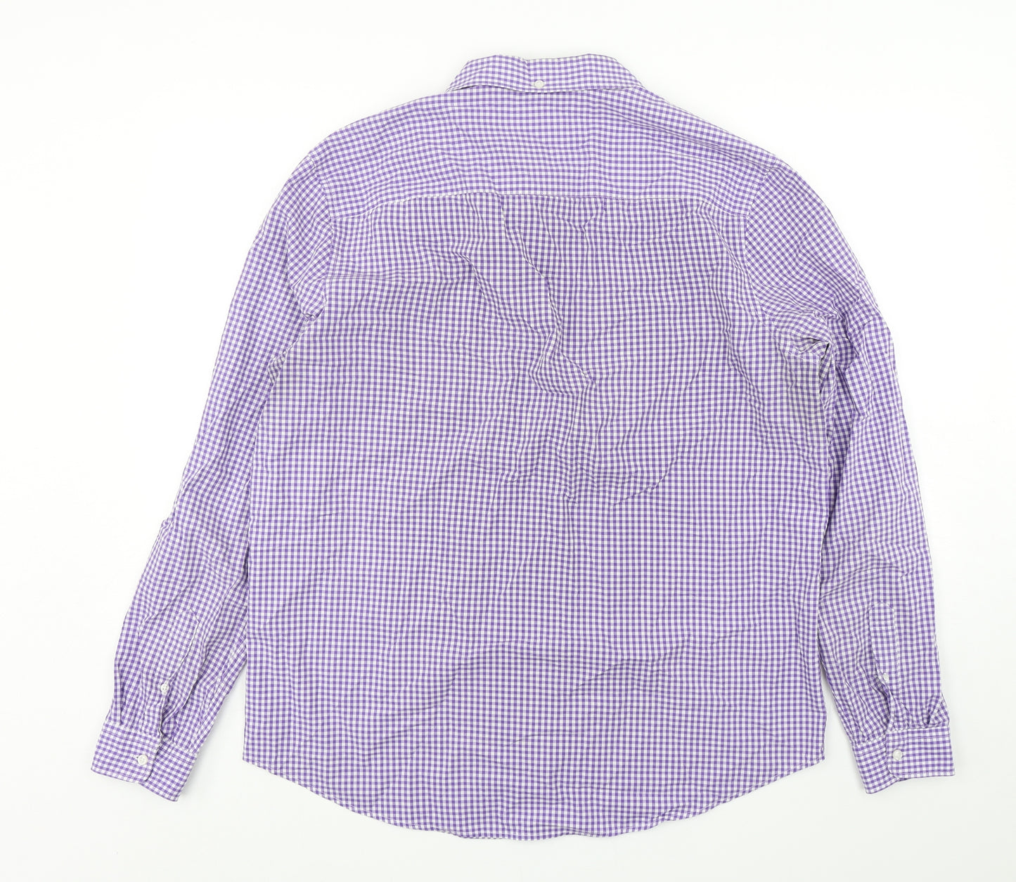 NEXT Mens Purple Check Cotton  Button-Up Size XL Collared
