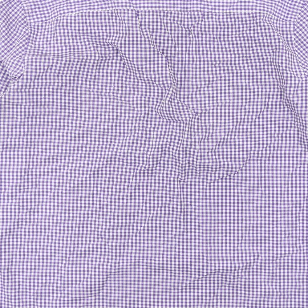 NEXT Mens Purple Check Cotton  Button-Up Size XL Collared