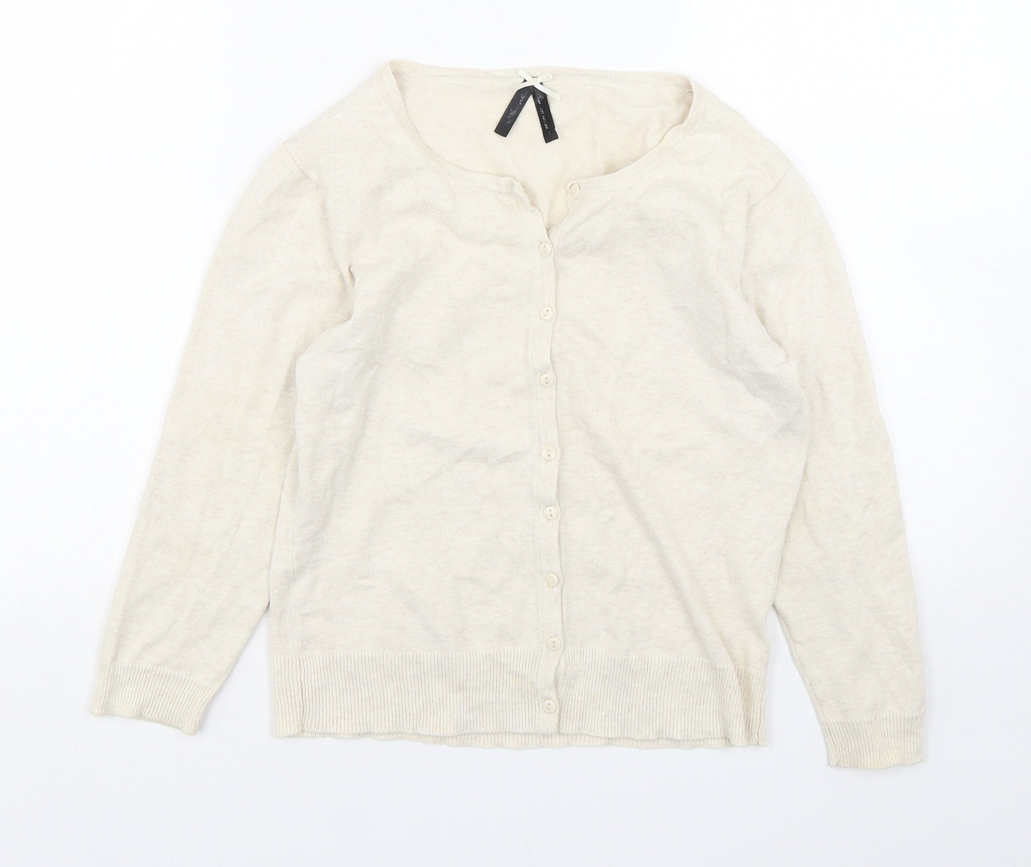 Atmosphere Womens Beige Round Neck  Cotton Cardigan Jumper Size 12