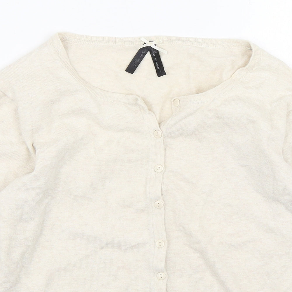 Atmosphere Womens Beige Round Neck  Cotton Cardigan Jumper Size 12