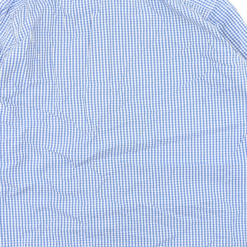 NEXT Mens Blue Check Cotton  Button-Up Size XL Collared