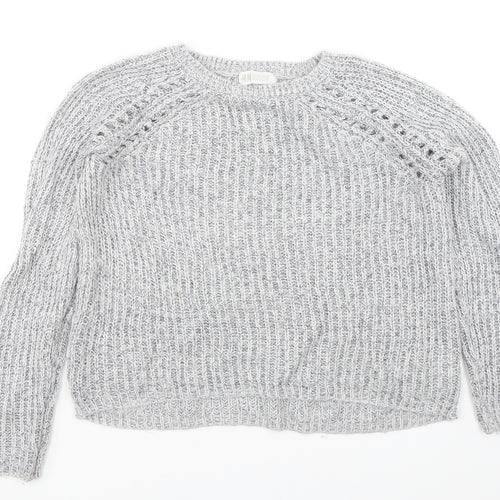 H&M Girls Grey Round Neck  Acrylic Pullover Jumper Size 11-12 Years