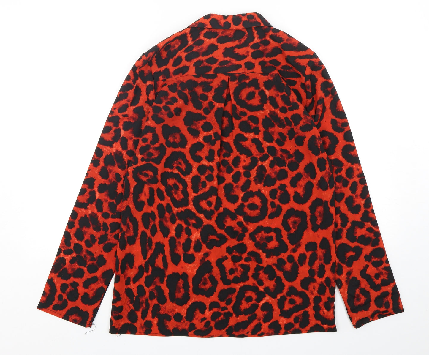 Preworn Womens Multicoloured Animal Print Polyester Basic Button-Up Size M Collared