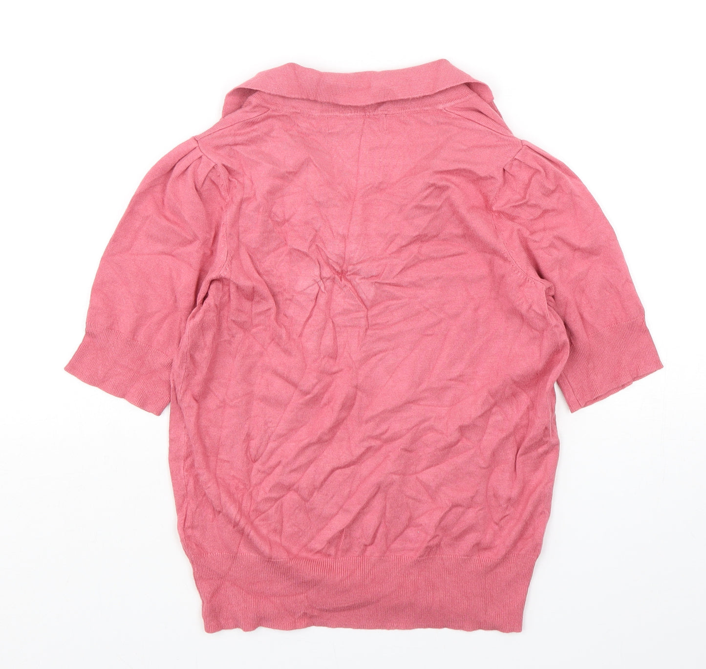 Marks and Spencer Womens Pink Collared  Viscose Pullover Jumper Size 8