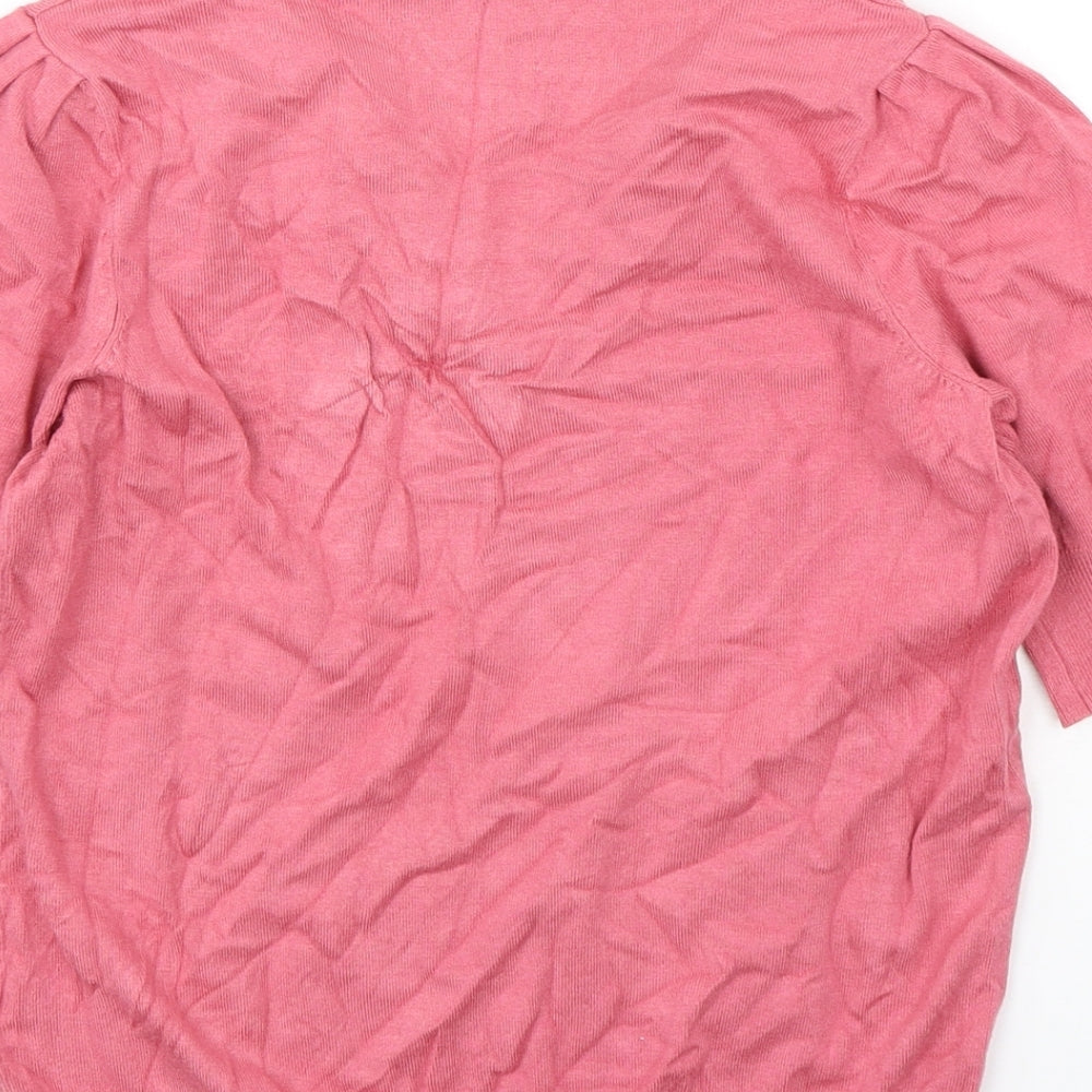 Marks and Spencer Womens Pink Collared  Viscose Pullover Jumper Size 8