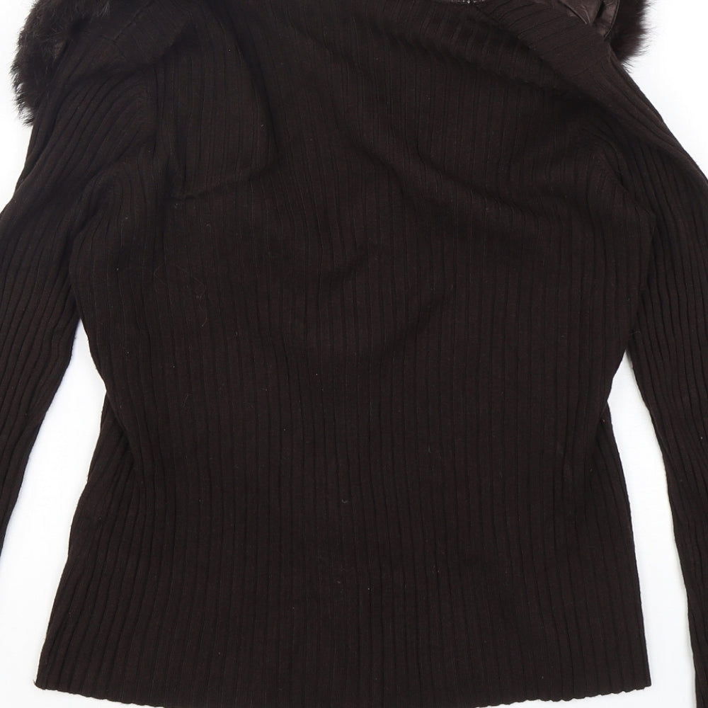 You You Womens Brown Collared  Cotton Full Zip Jumper Size M