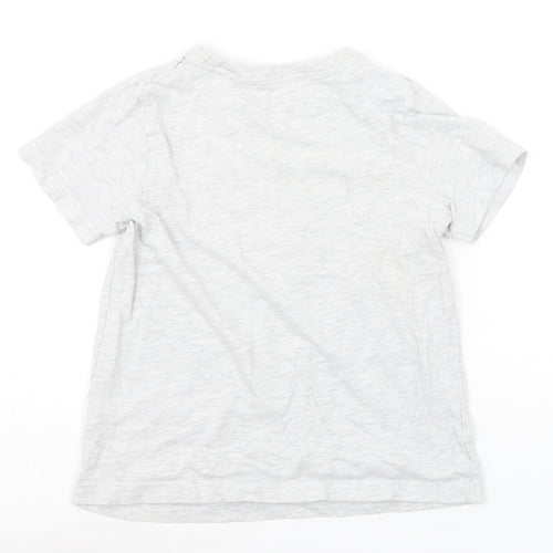 Primark Boys Grey  Cotton Basic T-Shirt Size 5-6 Years Round Neck  - Roar-some