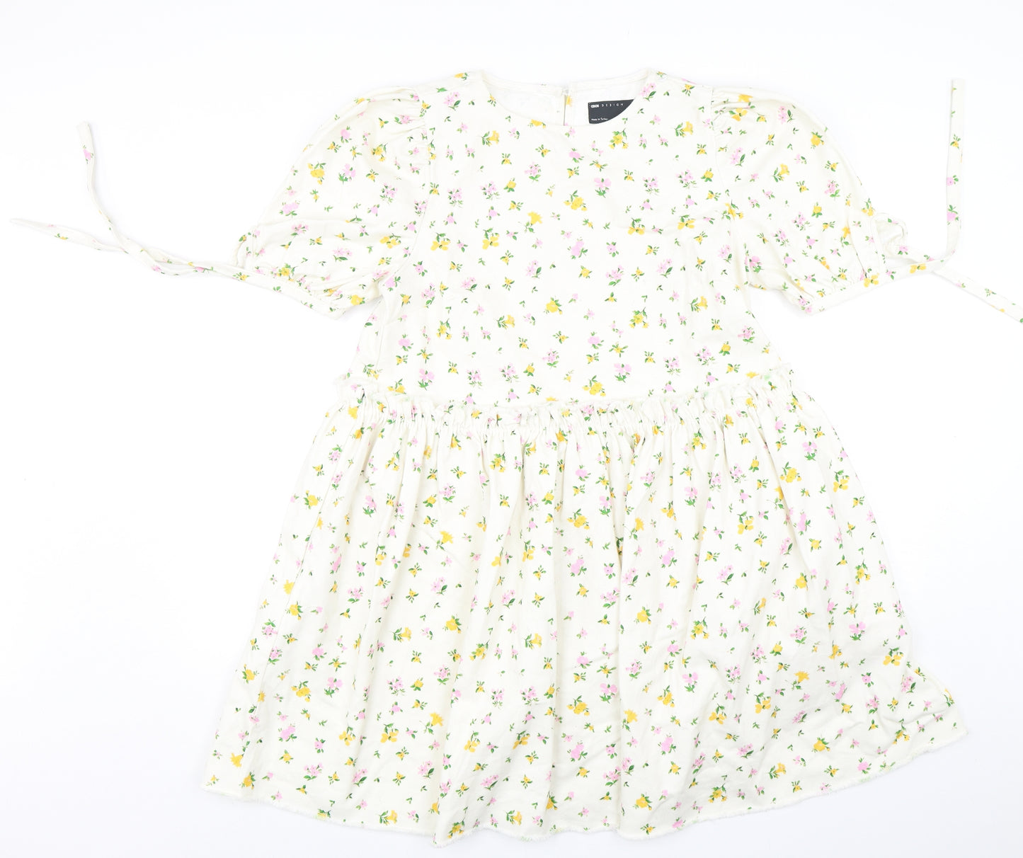 ASOS Womens Multicoloured Floral Cotton Fit & Flare  Size 12  Round Neck Button