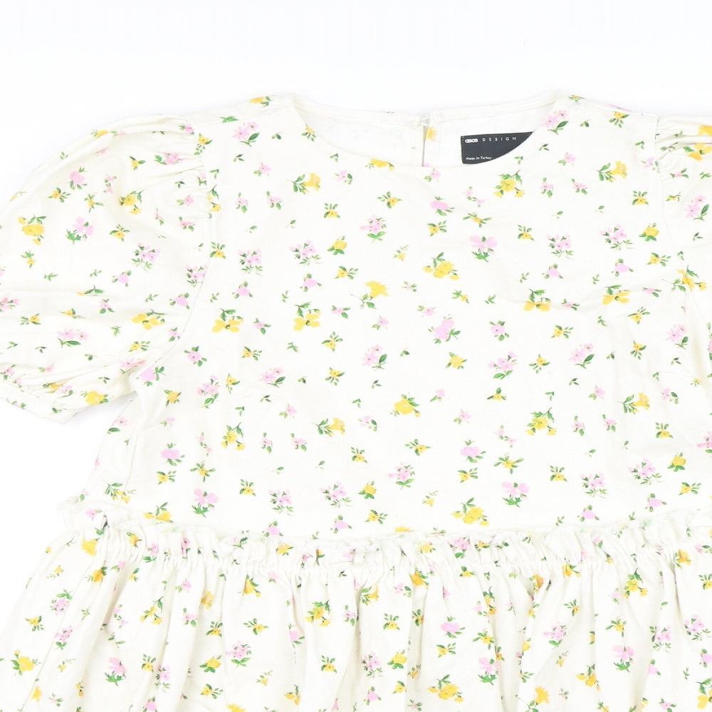ASOS Womens Multicoloured Floral Cotton Fit & Flare  Size 12  Round Neck Button