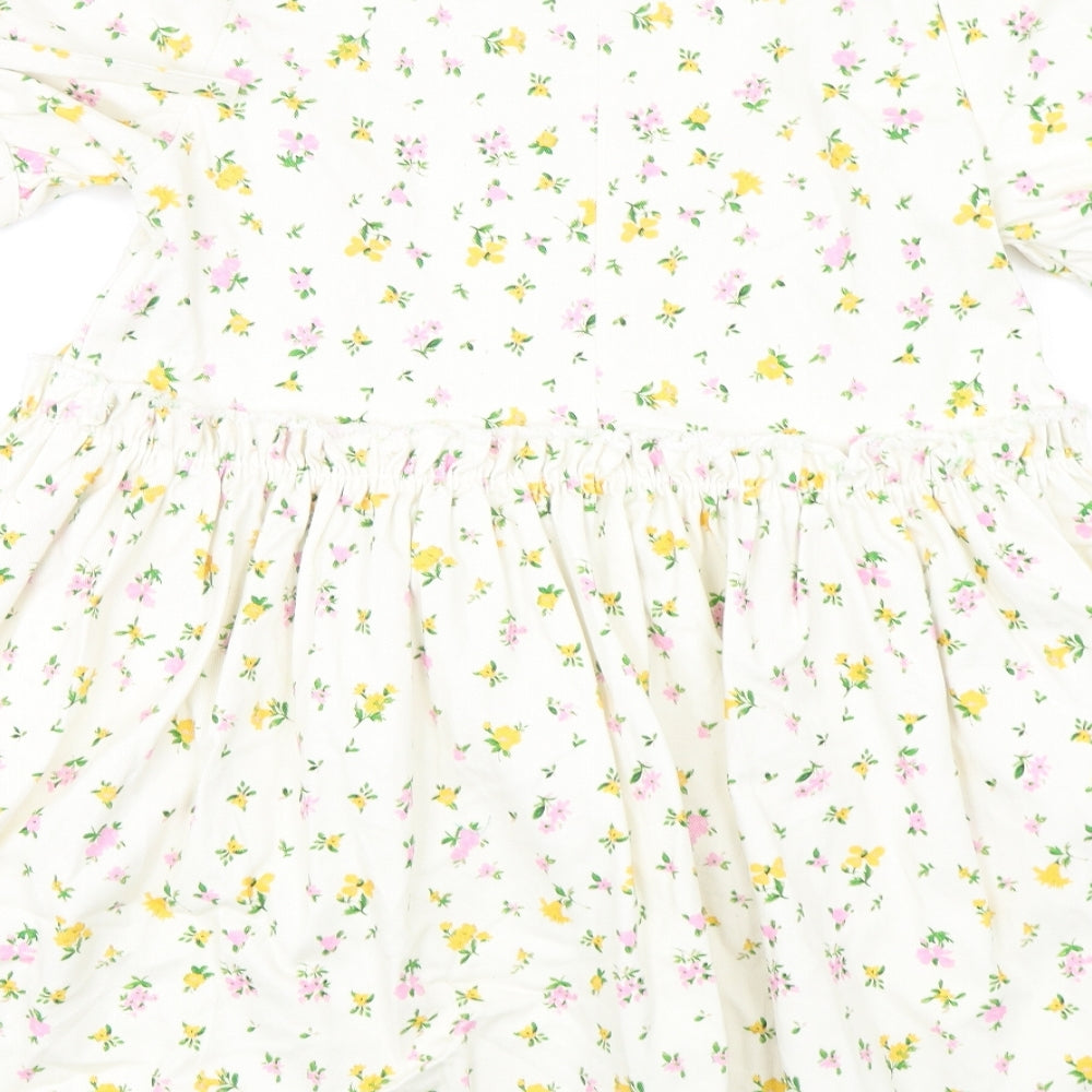 ASOS Womens Multicoloured Floral Cotton Fit & Flare  Size 12  Round Neck Button