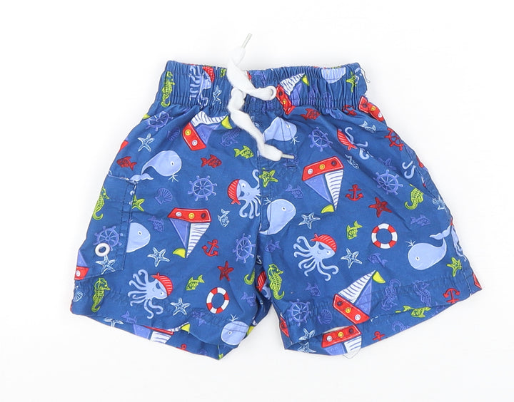 St Bernard Boys Multicoloured Geometric Polyester Sweatpants Trousers Size 9-12 Months - Nautical Swim Shorts