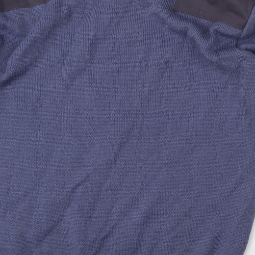 Utility Mens Blue V-Neck  Wool Pullover Jumper Size 2XL