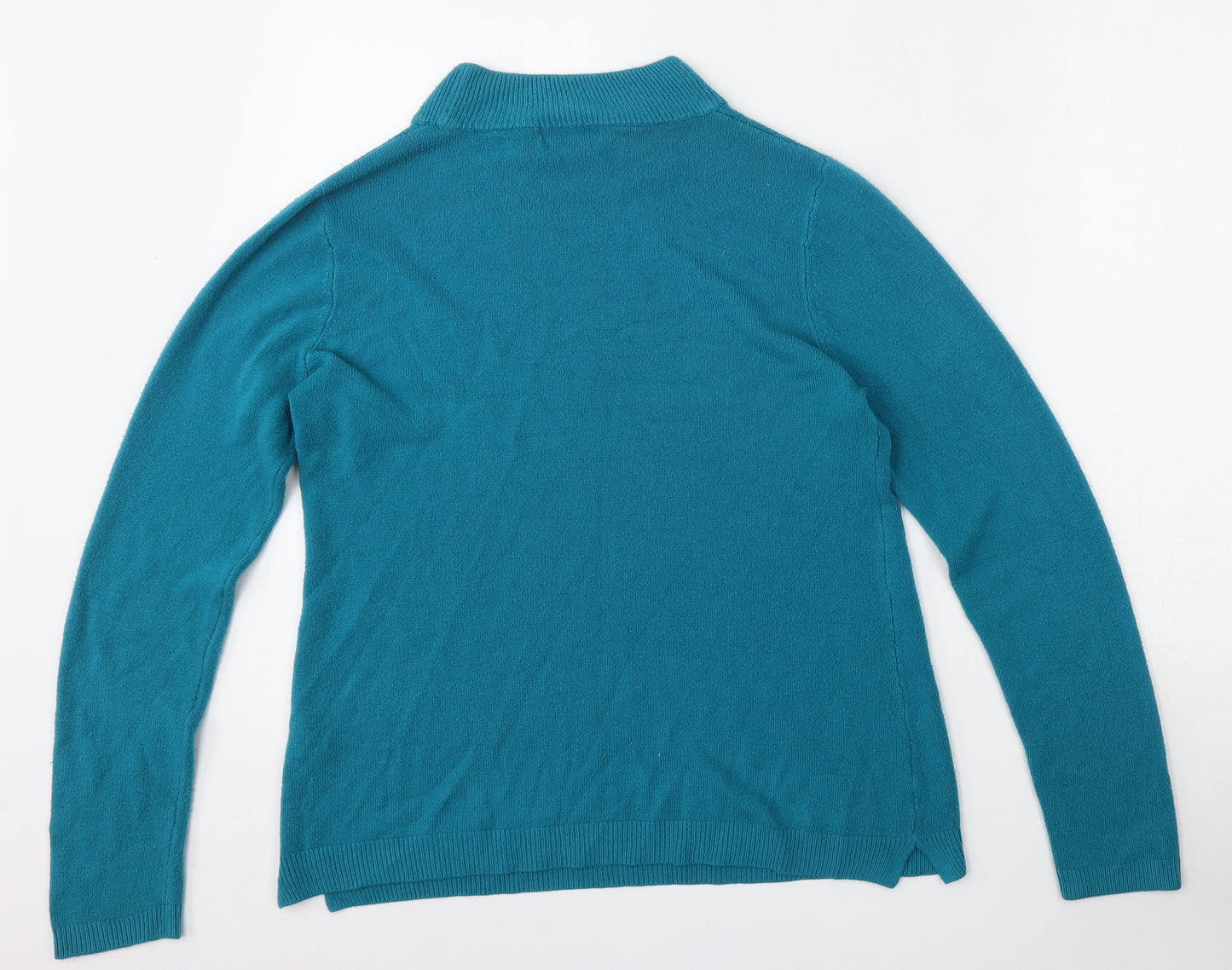Papaya Womens Blue Mock Neck  Acrylic Pullover Jumper Size 16
