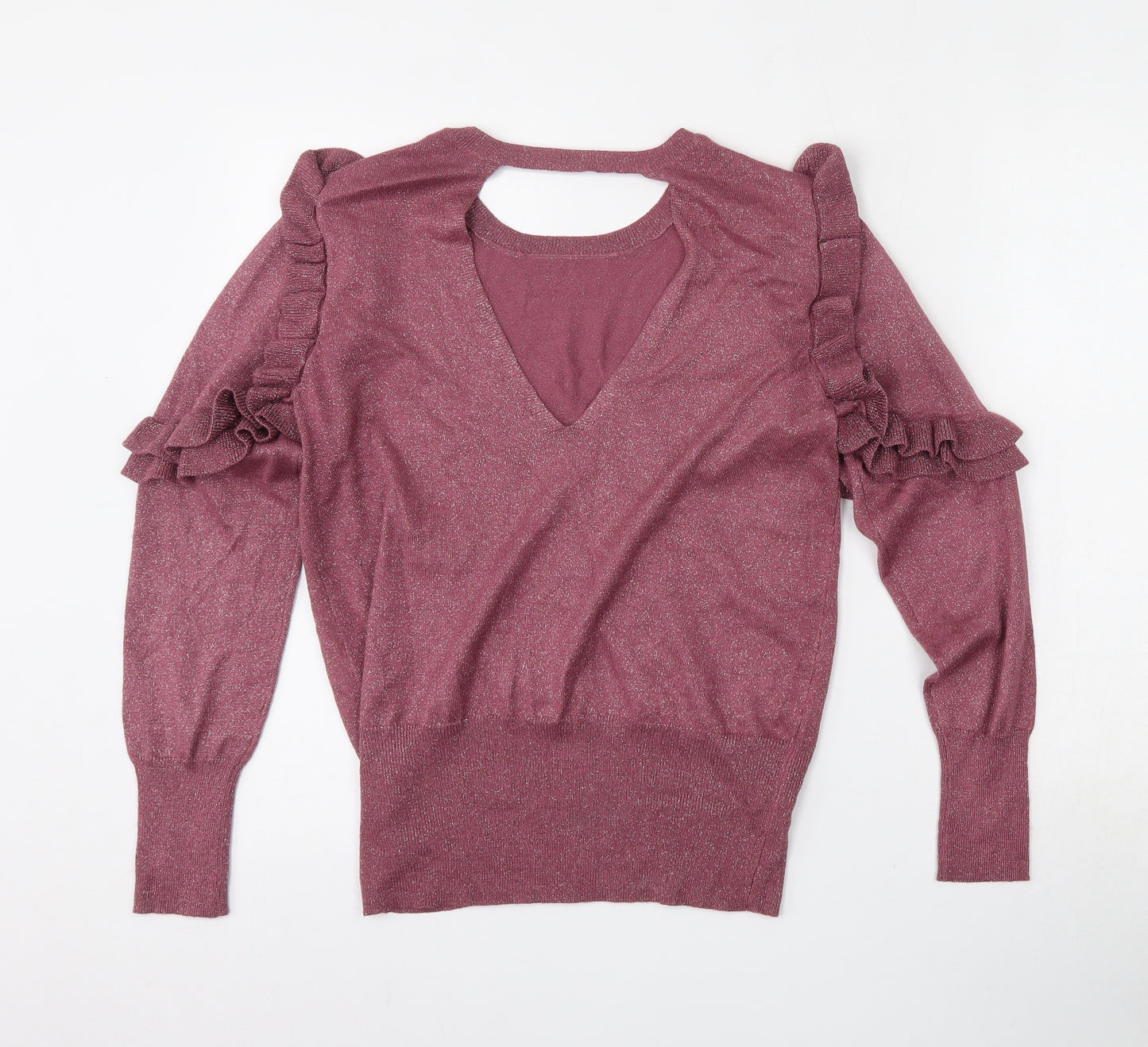 George Womens Pink V-Neck  Viscose Pullover Jumper Size 12