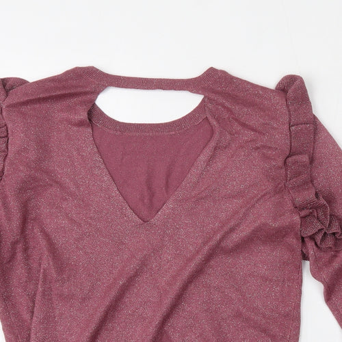 George Womens Pink V-Neck  Viscose Pullover Jumper Size 12